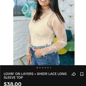 Women’s cream sheer top Easel size M Brand new with Tags!